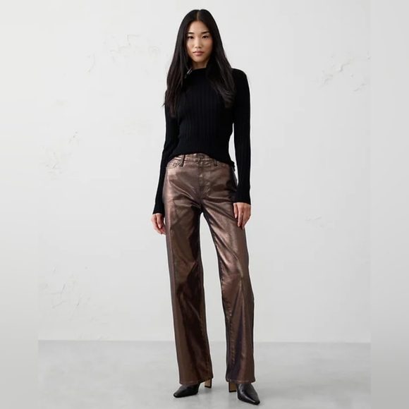 Banana Republic Factory Pants - Banana Republic Straight High Rise Metallic Pants